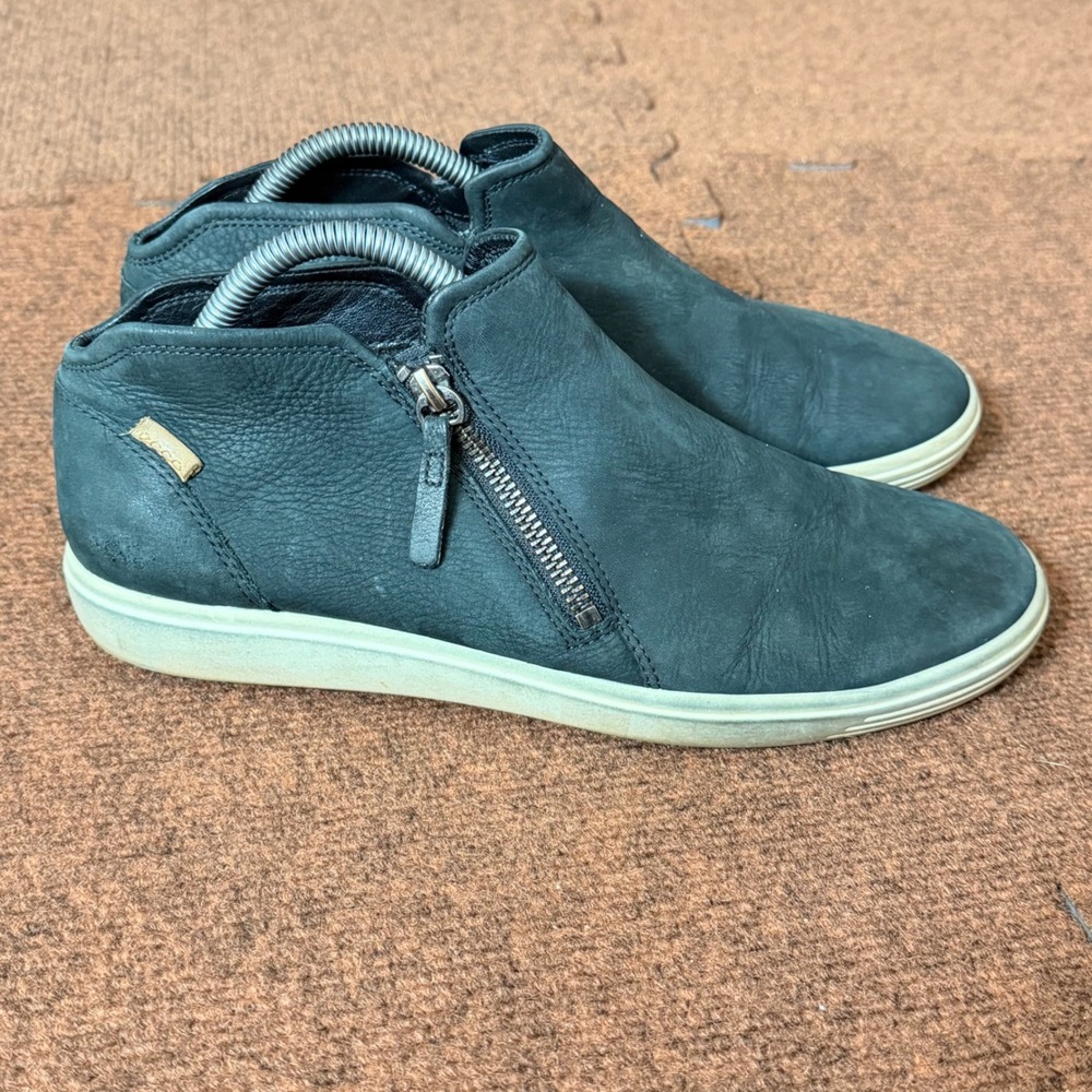 ECCO Soft 7 Tred Zip Dark Green Nubuck Leather Sneakers Mens 10 EU 41 430243-502